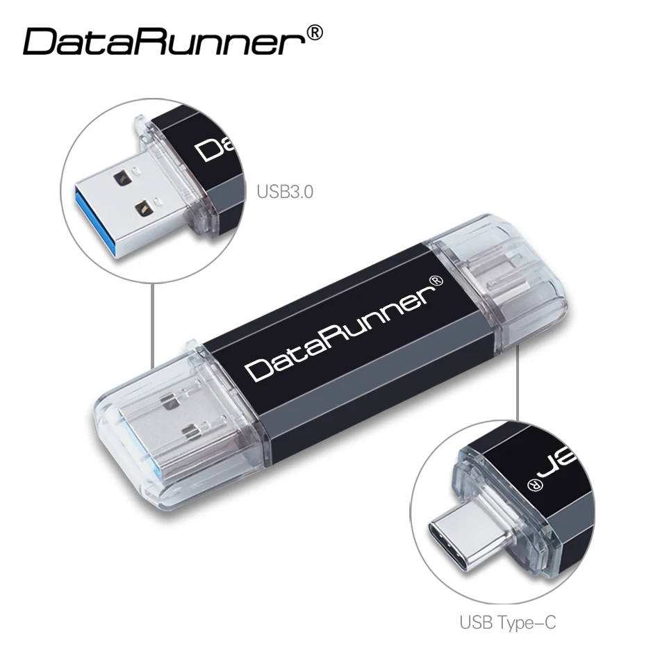 DataRunner двойной OTG USB флэш-накопитель 2 в 1USB3. 0 &amp type-C флеш-накопитель 256 ГБ 128 Гб 64 32