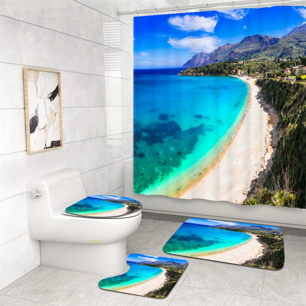 Современный стиль набор декора для ванной комнаты 4 шт. натуральный вид полиэстер