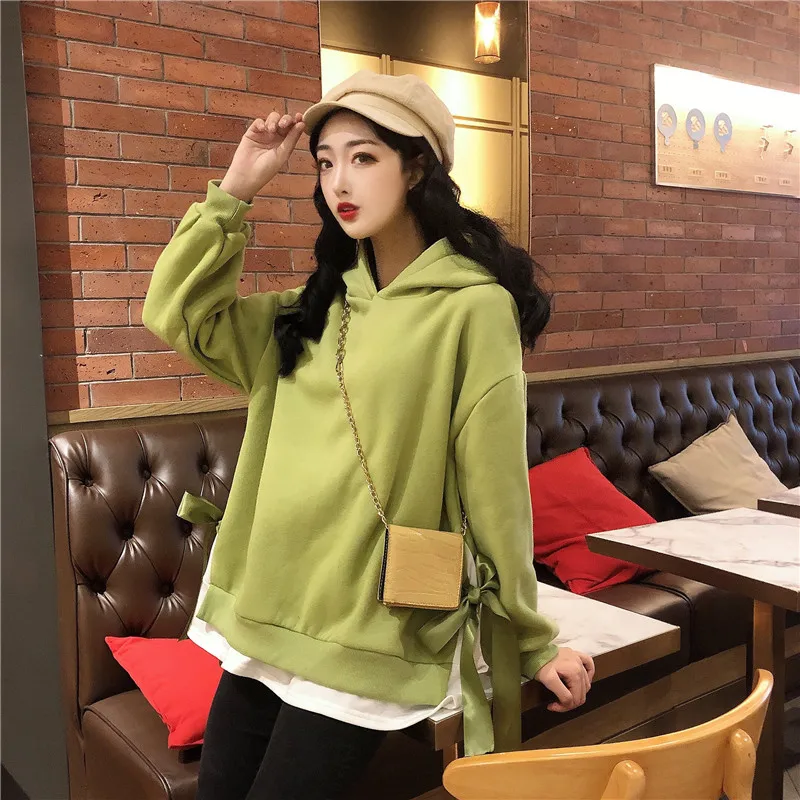 Hoodies Women Hooded Solid High Quality Warm Korean Style Loose Drawstring Harajuku Womens Casual Students Thicker Velvet Girls