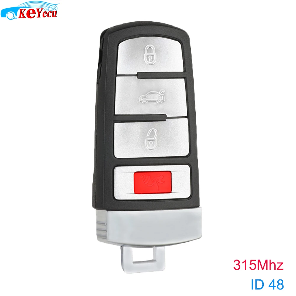 KEYECU умный дистанционный ключ 4 кнопки 315 МГц ID48 для V* W Passat Megamos CC 2006-2012 FCC: NBG009066T