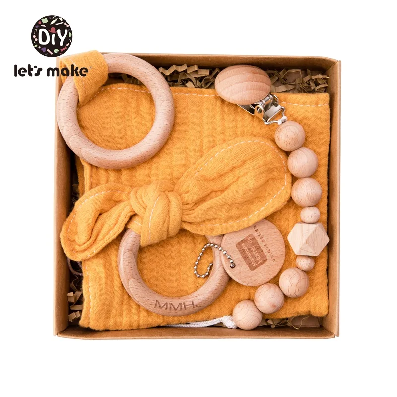gift box yellow Давайте сделаем деревянный зубопрорезыватель соски зажимы цепь держатель для соски слюни нагрудники животное Дерево грызун 1 шт. Подарочная коробка Детские Прорезыватели - Цвет: gift box yellow