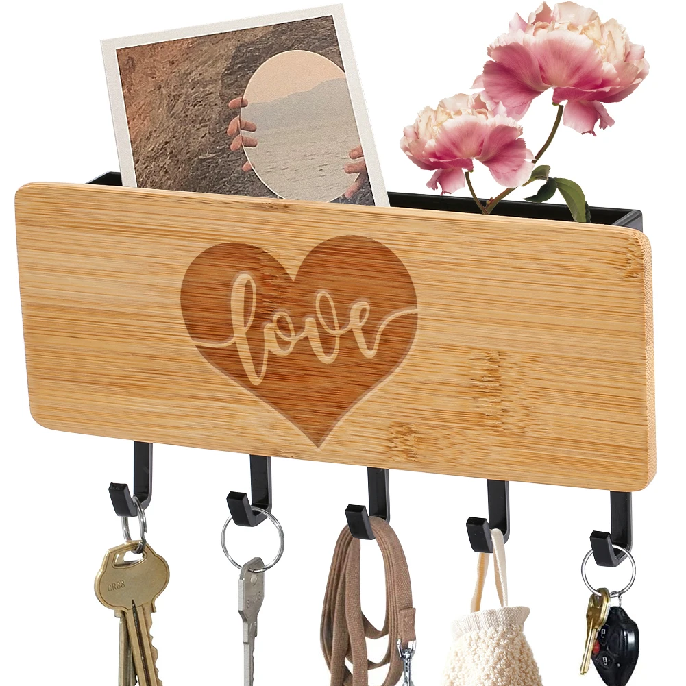 

Black White Key Hook Practical Wood Good-looking Love Design Storage Rack Sundries Box Home Decorations Keys Holder