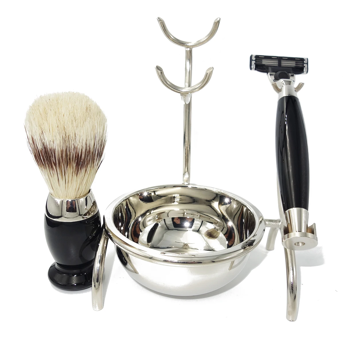 Роскошная черная акриловая Безопасная бритва WLONG 4 в 1 мужской набор для бритья с