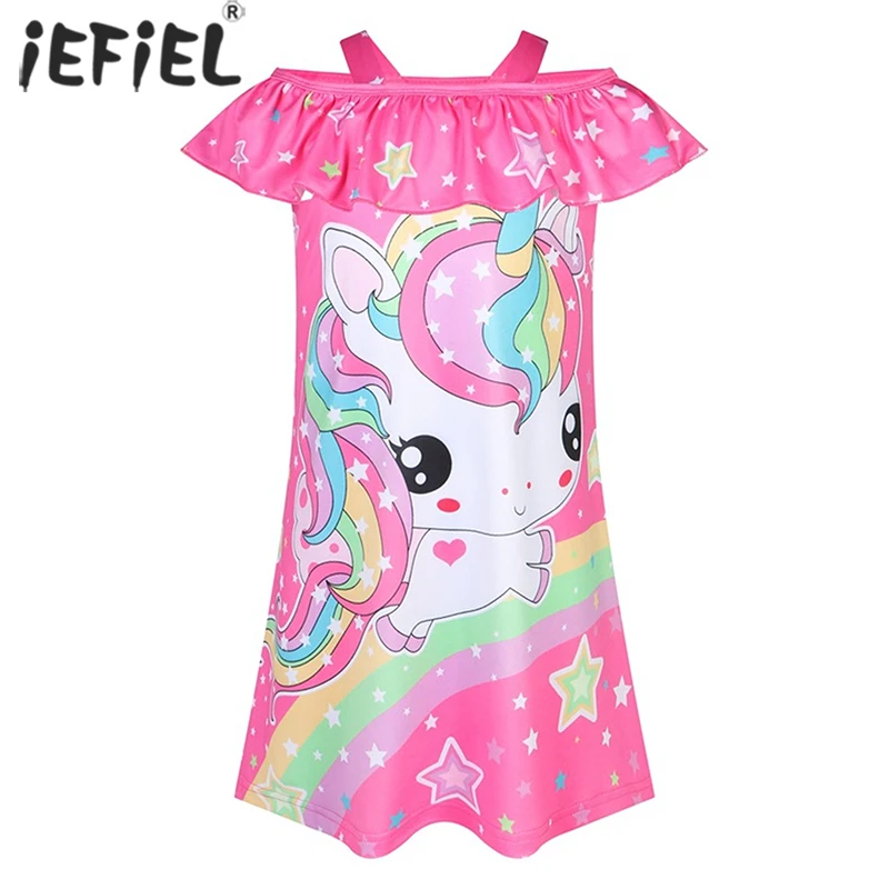 

Летняя ночная рубашка для девочек, мультяшная Пижама, платье для детей, ночная рубашка для подростков 3-8 лет, ночная рубашка, детская одежда ...