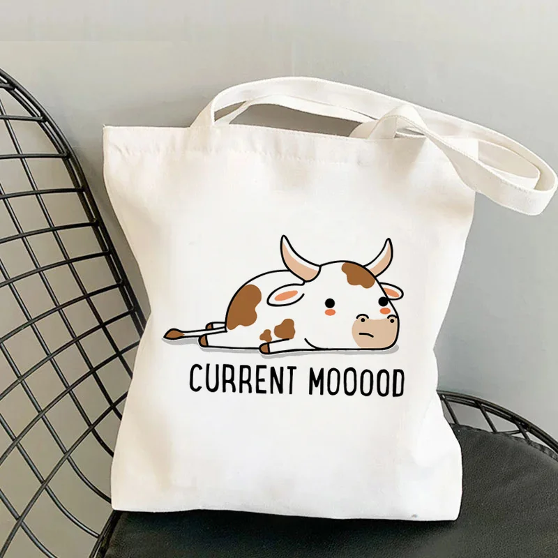 

Cow Print shopping bag canvas reusable shopper bolso bolsa jute bag bag string ecobag sacola net sacolas