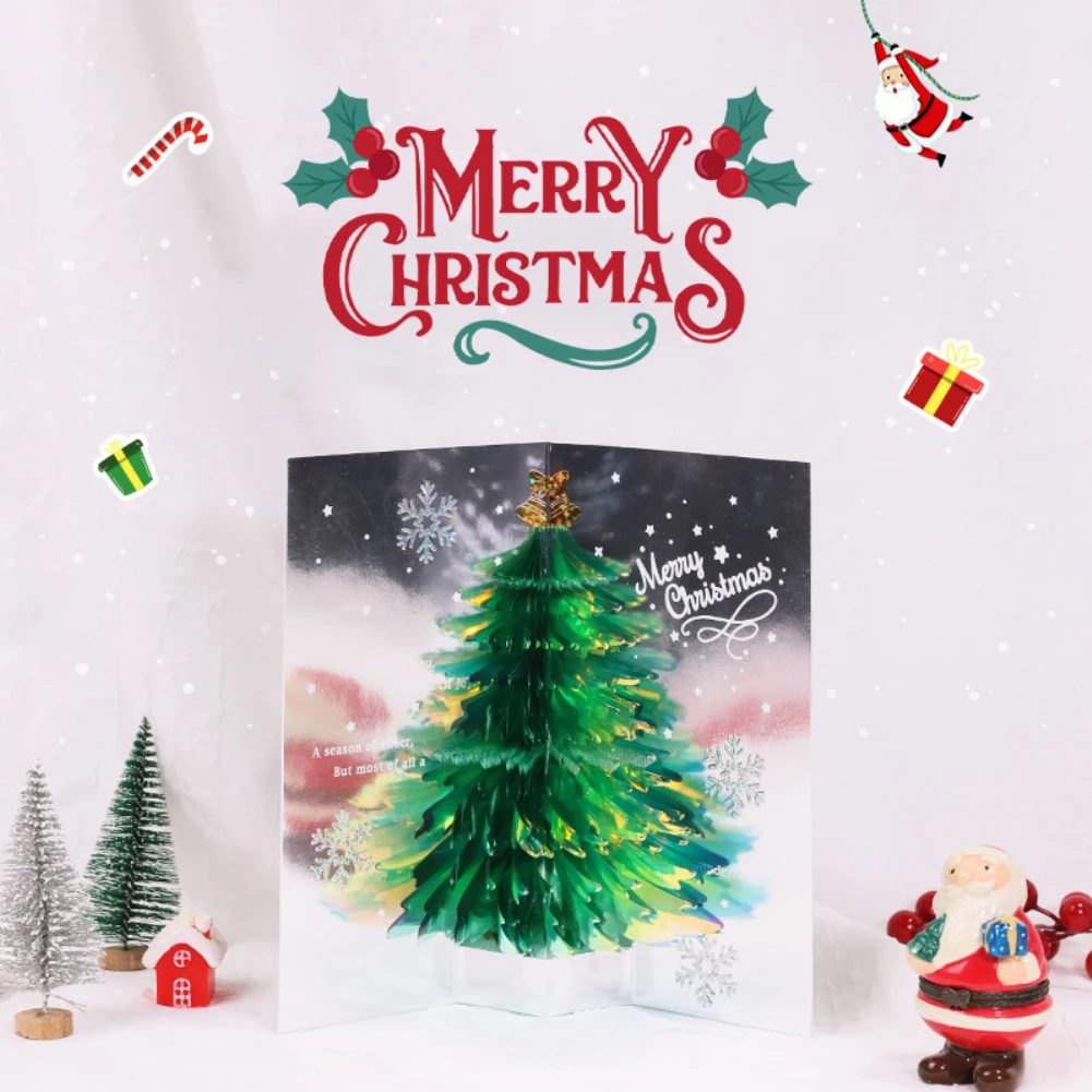 3D креативная Выдвижная Рождественская елка поздравительная открытка сверкающая