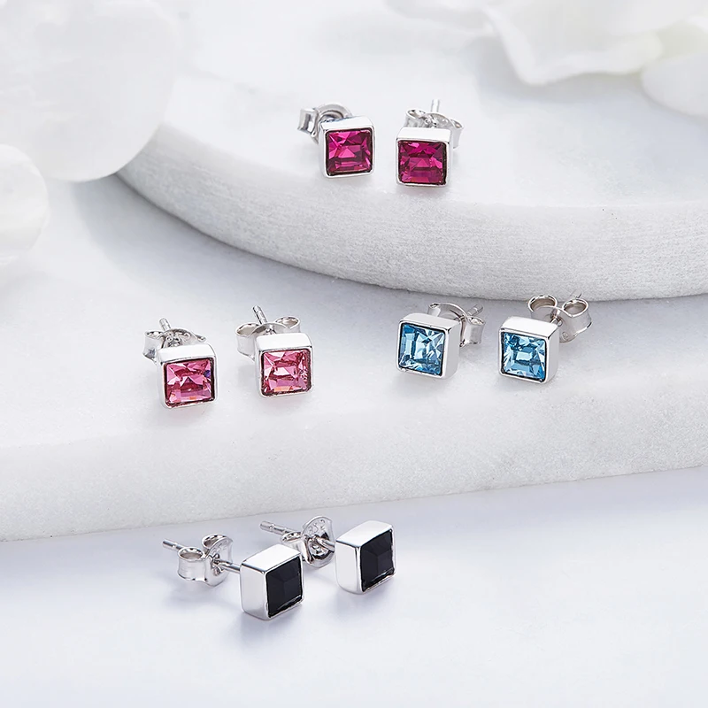 CDE серьги из стерлингового серебра 925 пробы украшенные кристаллами квадратные