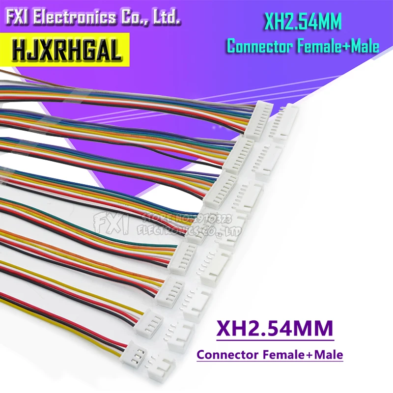 5 шт., JST XH2.54 XH 2/3/4/5/6/7/8/9/10 контактный разъем для кабеля, шаг 2,5 мм, штекер-гнездо, 30 см, провод 26AWG