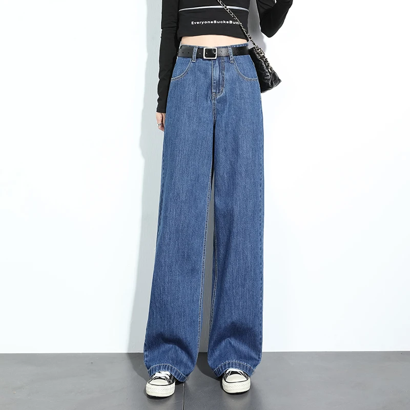 

Woman Jeans High Waist Clothes Wide Leg Denim Clothing Blue Streetwear Vintage Quality 2021 Fashion Harajuku Straight Pants