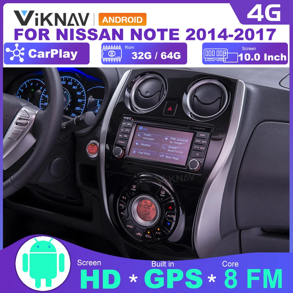

android car radio for nissan note 2014 2015 2016 2017 multimedia player tape recorder head unit stereo autoradio carplay 2din