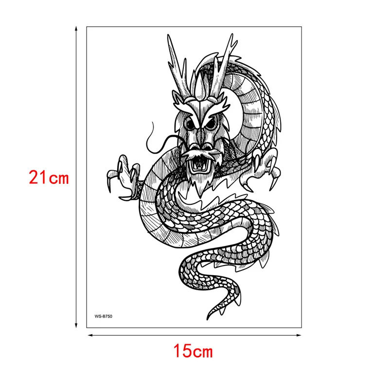 Татуировка китайского дракона искусственная водостойкая Временная наклейка для