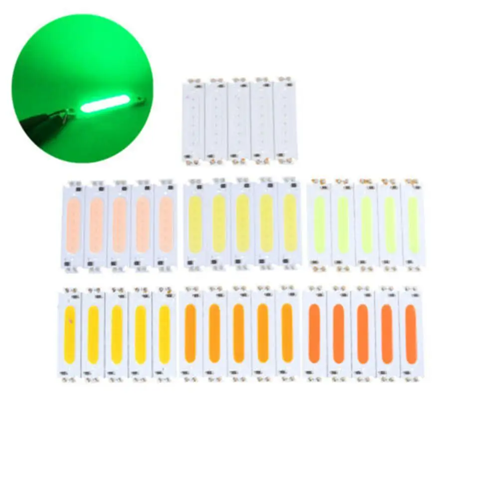 

10 шт./компл. 60x15 мм 2 Вт COB Чип светодиодный ная лампа 12 В Белый Синий Красный Синий Зеленый теплый белый цвет Светодиодная лампа DIY светильник ...