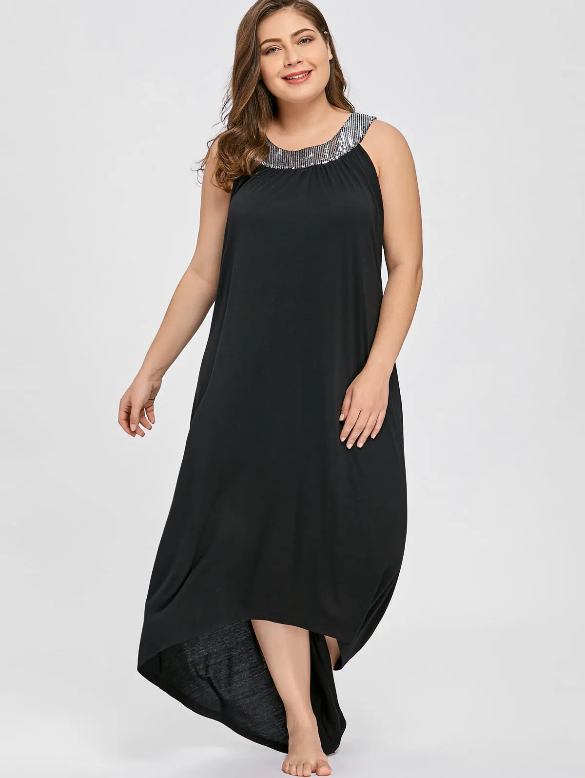 Женское летнее платье макси с круглым вырезом без рукавов|Женские платья| |