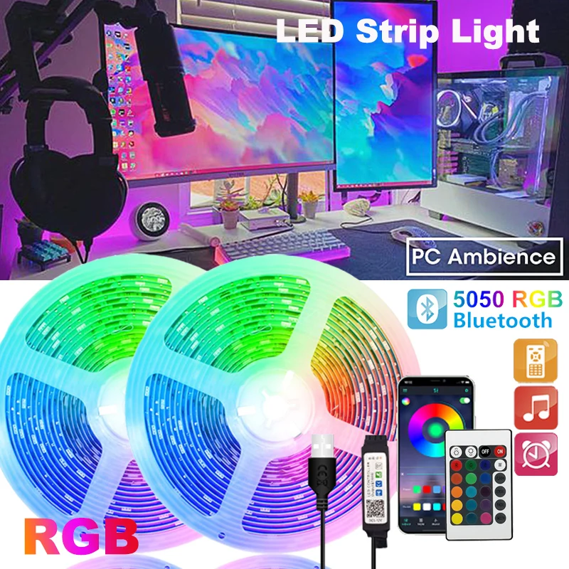 

Светодиодсветильник лента RGB5050, цветная LED полоска для подсветки телевизора, с управлением через приложение