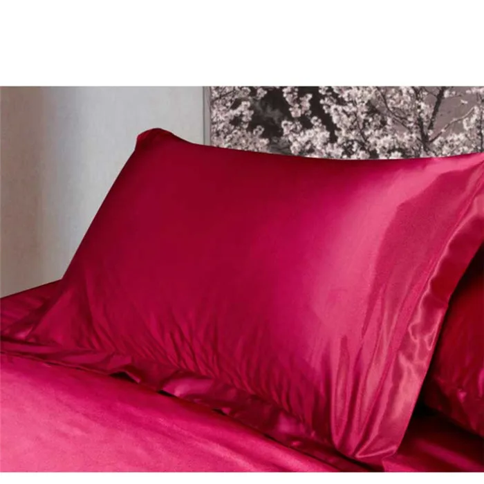 Wine Red 50*70 см сплошной шелк цвета атласная наволочка мульти Цвет из ткани, имитирующий шелковая подушка queen Стандартный один наволочки Декор для дома - Цвет: Wine Red