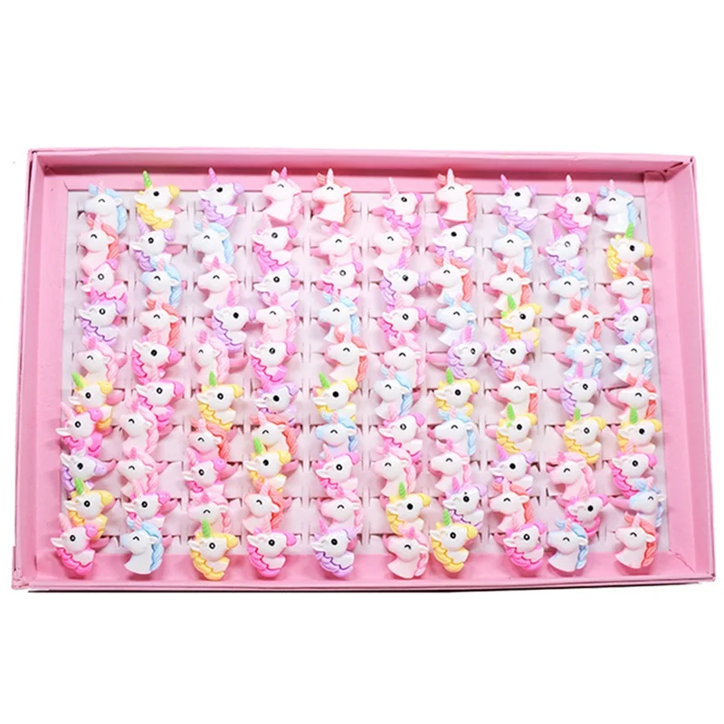 20 шт./лот милые животные Единорог Лошадь Открытые детские кольца для детей