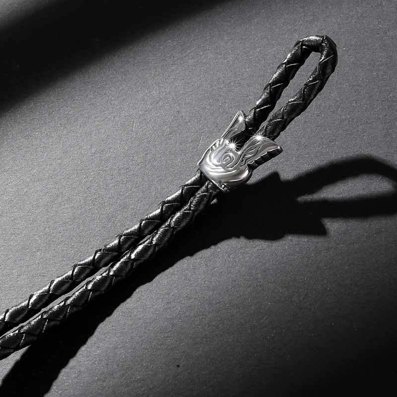 Новинка 2020 мужское ювелирное изделие черный кожаный браслет из нержавеющей