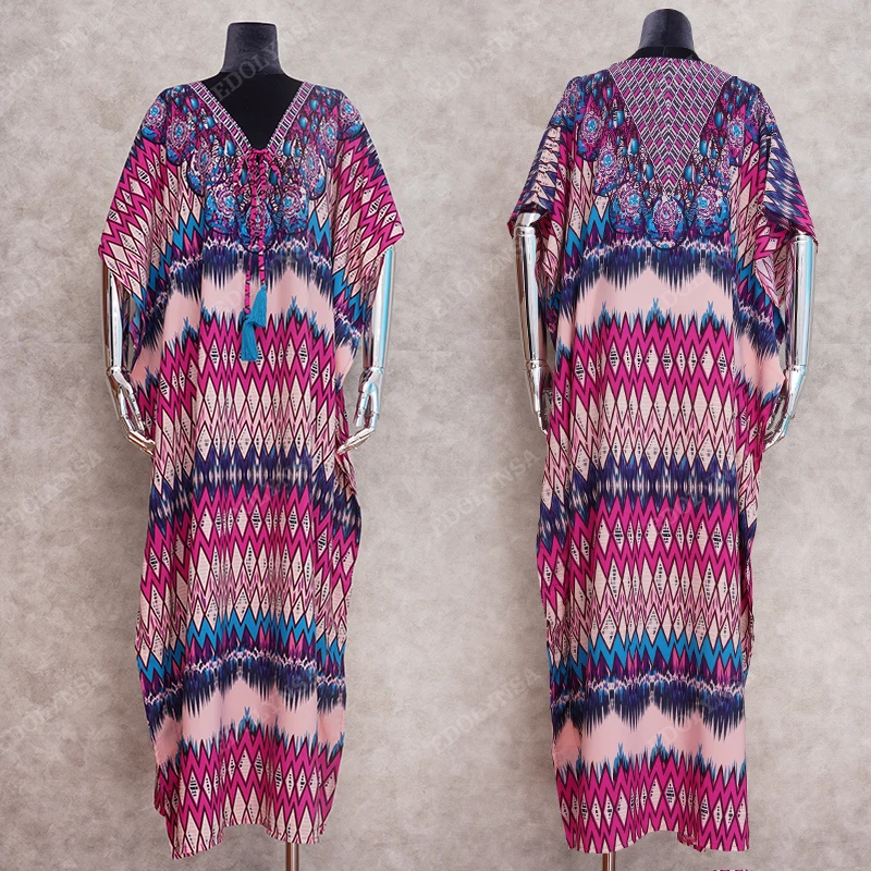 2021 накидки на бикини летнее платье с богемным принтом и V образным вырезом