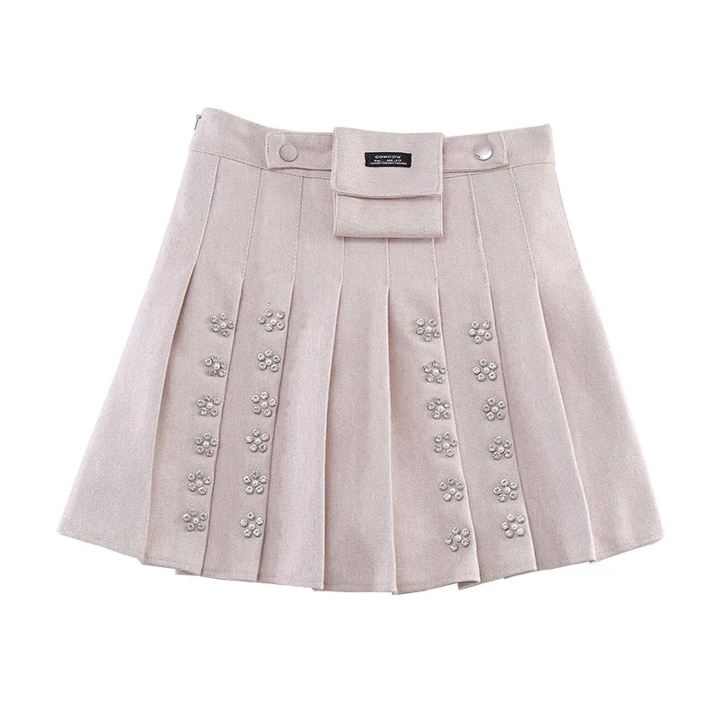 

skirt of tall waist of 2020 autumn winters nail bead set auger a-line skirt sneaked away umbrella skirt black skirt