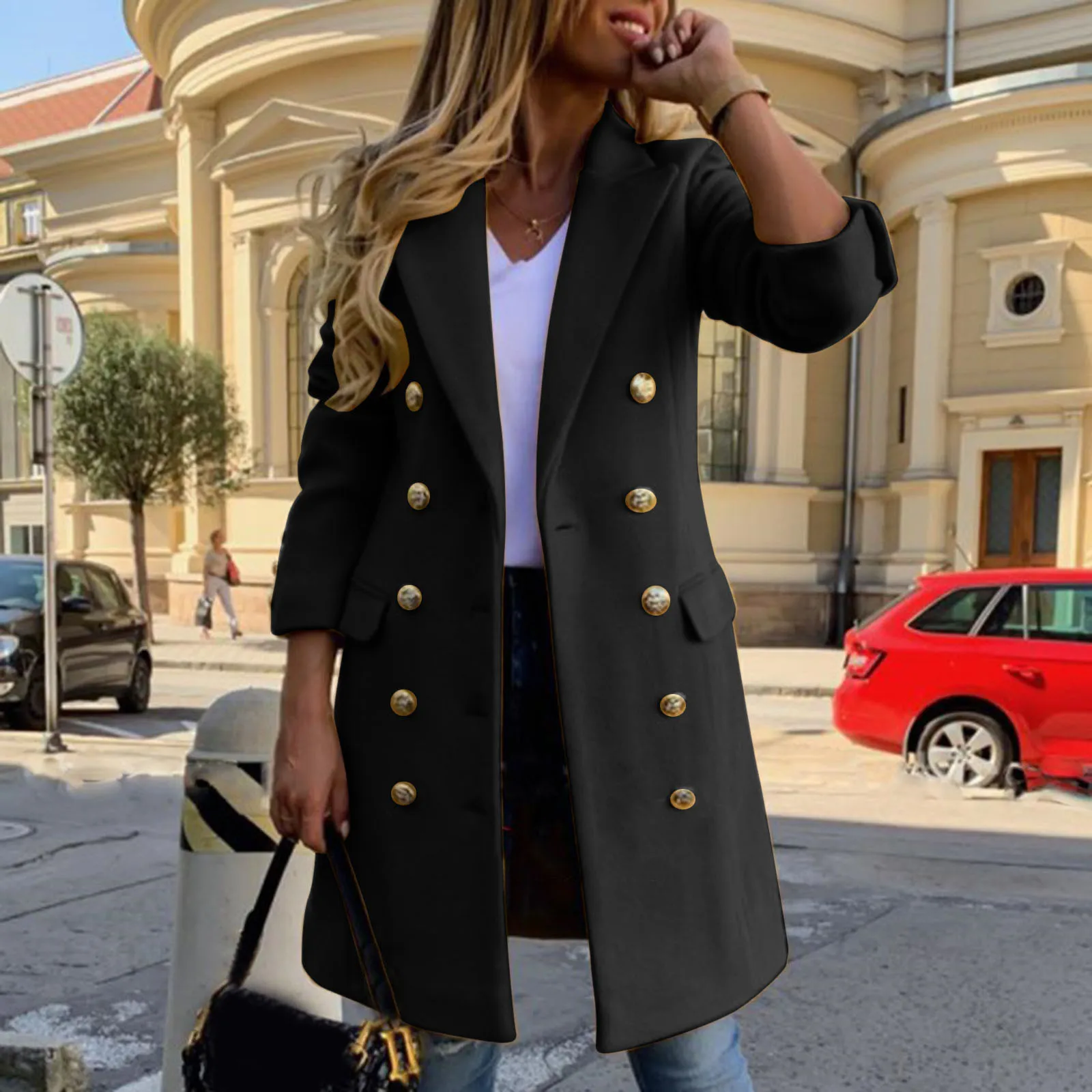 

Women's Winter Faux Woolen Coat Fashion Turn-down Collar Slim Long Overcoat Outwear Comfortable Female Windbreaker Куртка Зимняя