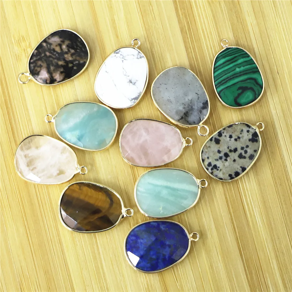 

Natural Stone Pendant Egg Shaped Semi-precious Exquisite charm For Jewelry Making DIY Necklace Bracelet Earrings Accessory