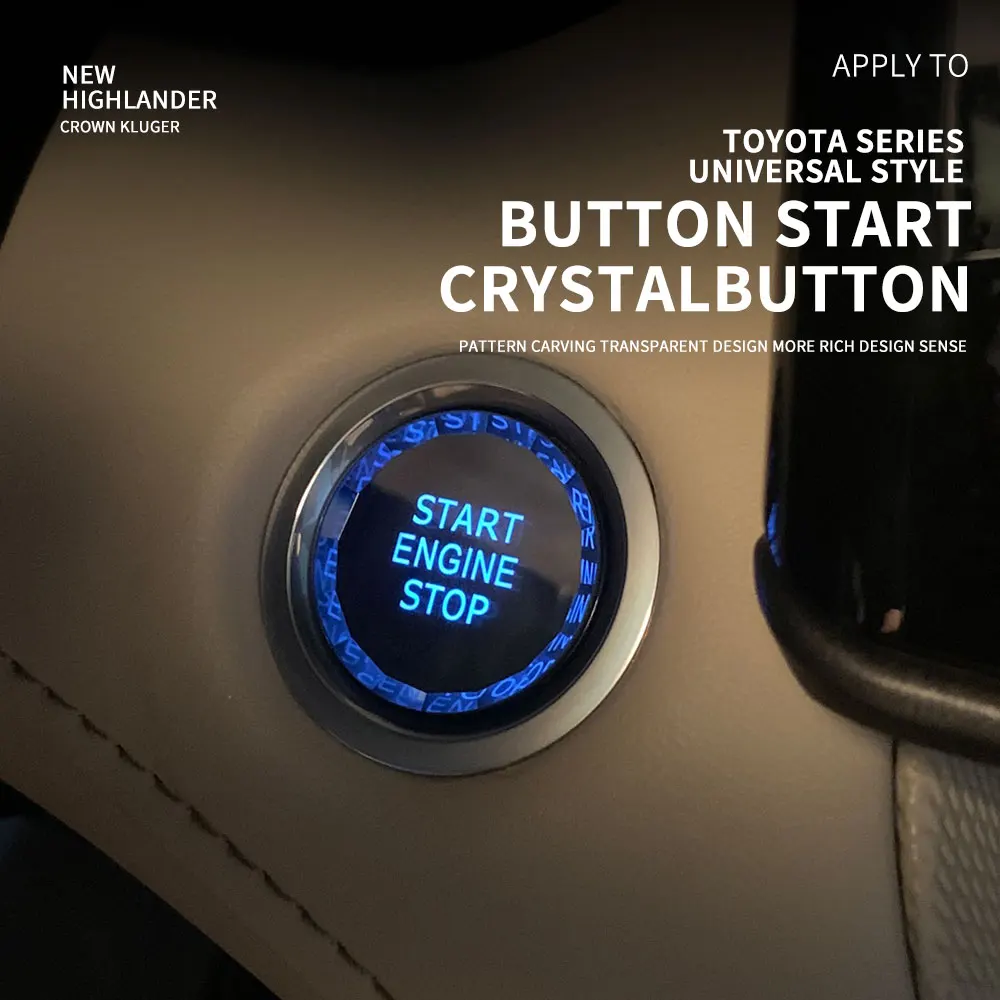 

Toyota One-button Auto Start Crystal Button Cover Ignition Frame Car Accessories for Toyota Camry RAV4 Chr Yaris Prius Cruiser