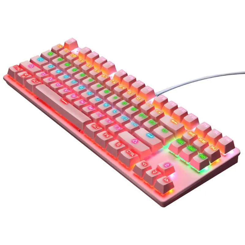 

K550 Green Shaft Mechanical Keypad 87 Keys Gaming Keyboard with Colorful Light Effect for Windows XP/7/8/10 Systems QXNF
