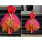 Ярко-розовые и оранжевые многослойные юбки из тюля, юбки, новая коллекция, юбки с эластичной резинкой, женские юбки на заказ, юбка-пачка