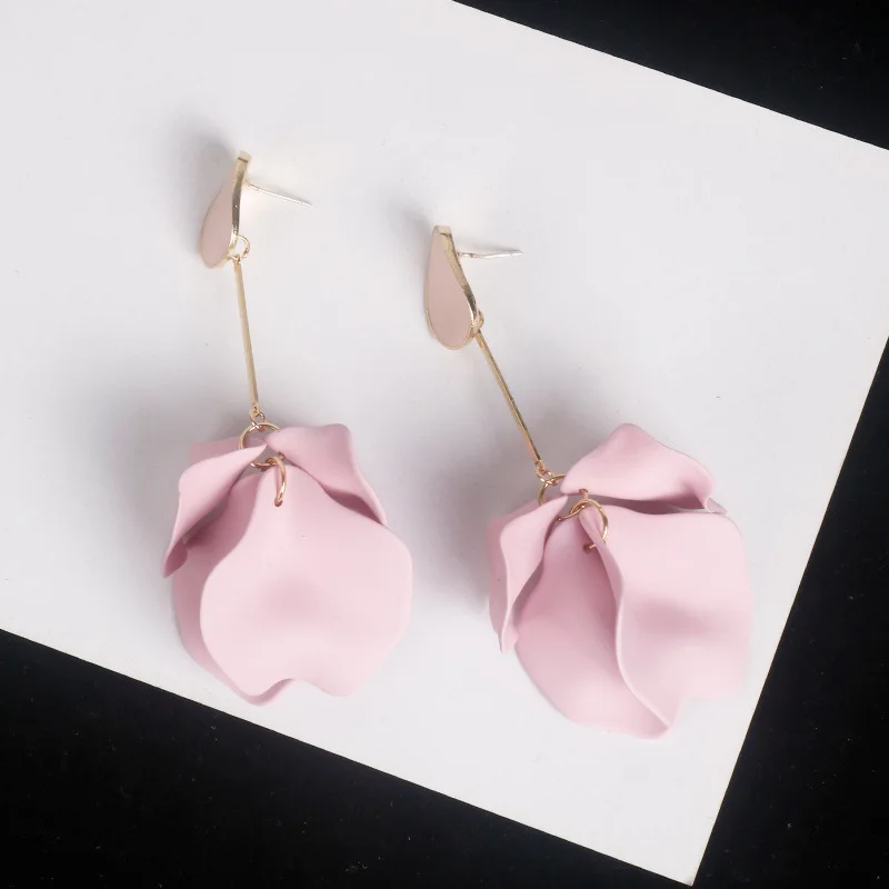 Aretes de mujer, современный стиль, дизайн, большие красные лепестки роз, серьги с кисточками, тренд, темперамент, летние корейские серьги для женщин