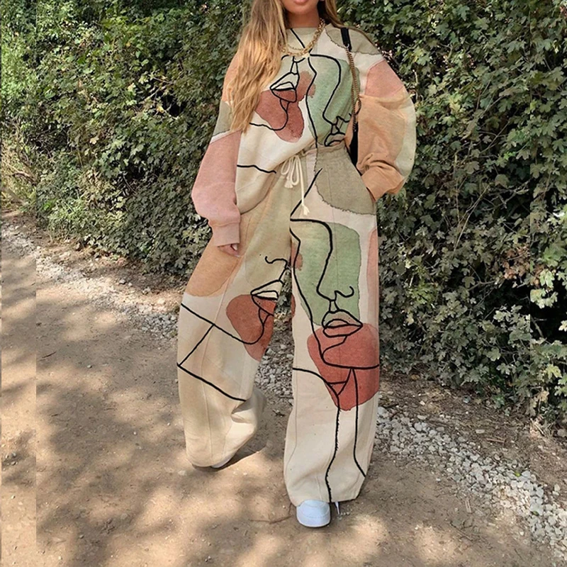 

Butterfly Print Casual Vintage Thin Sweatshirt Two Piece Set Women Hoodies Tracksuit Streetwear Lady Pants Matching Set Autumn