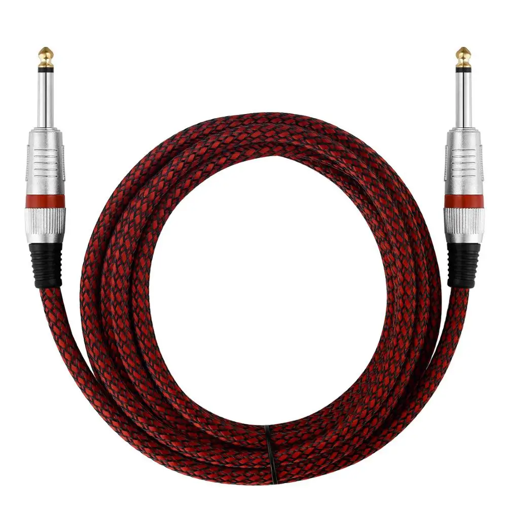 bochara stoff geflochtene 14 jack 65mm zu 65mm audio kabel stecker auf stecker geschirmt für verstärker elektrische gitarre mixer 3m 6m 1