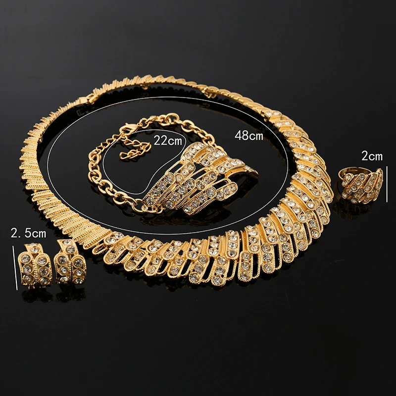 

Fani nigerian wedding woman accessories jewelry set fashion african bridal jewelry set Wholesale dubai gold color jewelry set