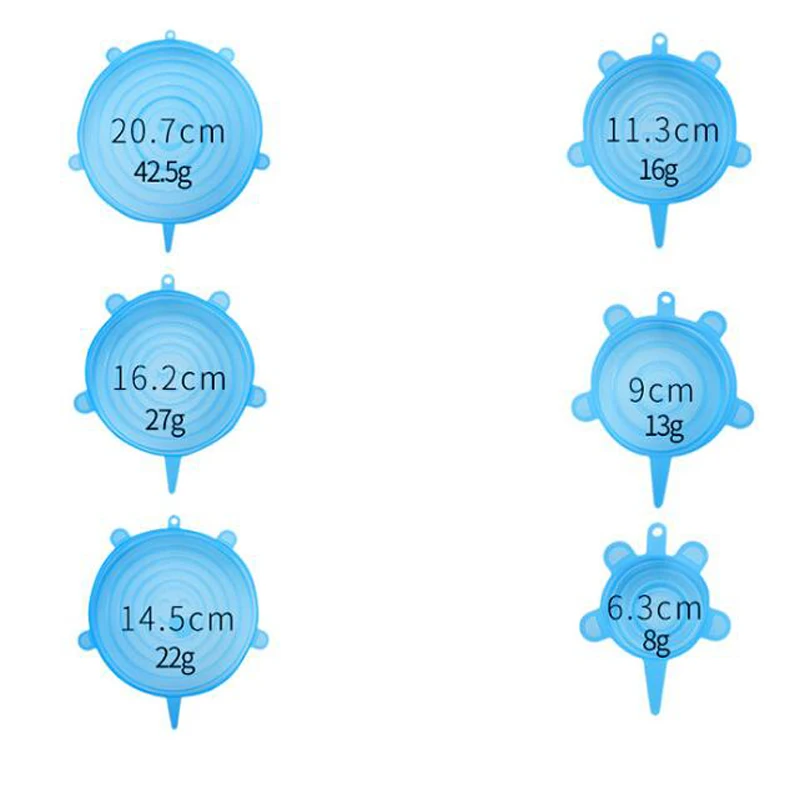 6 шт. многоразовые силиконовые эластичные крышки универсальная крышка