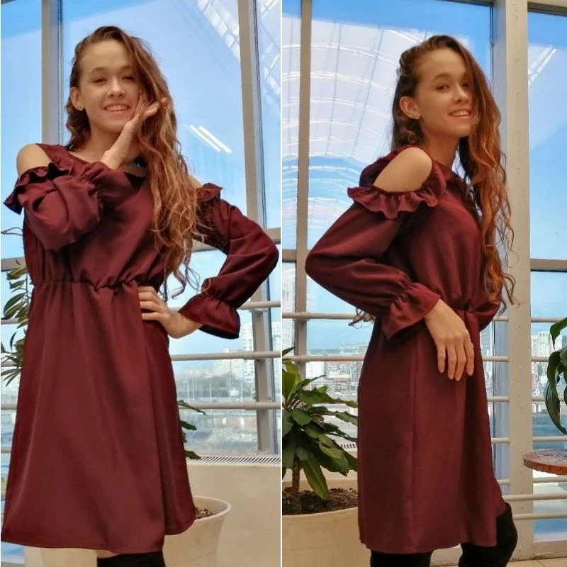 

Women Solid Ruffle Mini Dress Sexy Off Shoulder Long Sleeve Elastic Waist Dress 2020 Autumn Casual Elegant A Line Party Dresses