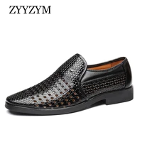 zyyzym summer mens casual shoes leather hollow breathable large size eur 38 48