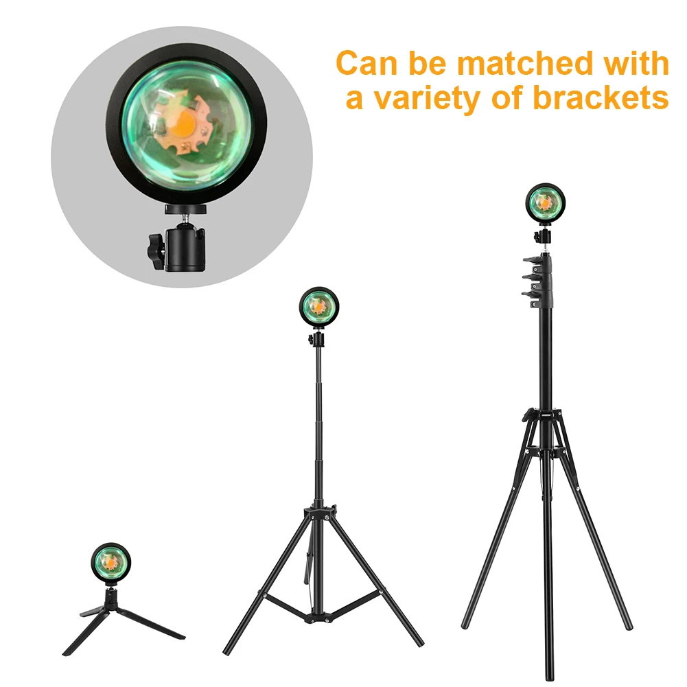 

RGB Bright Party Decorative Night Lamp 180 Degree Rotation Sunset Light Projector Indoor Romantic Sun Rainbow Background Home