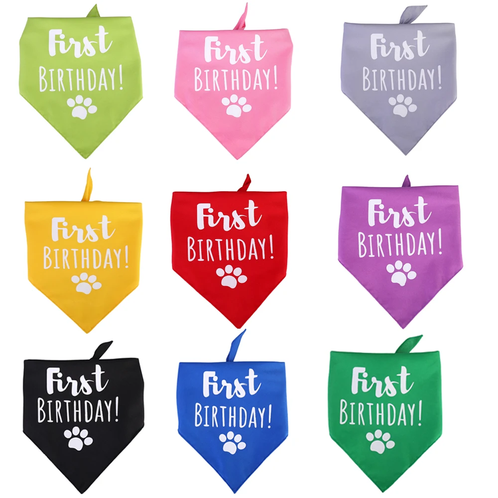 

First Birthday Dog Bandanas Reversible Dog Scarfs Triangle Bibs Pet Costume Accessories for Small Medium Large Dogs Cats Pets