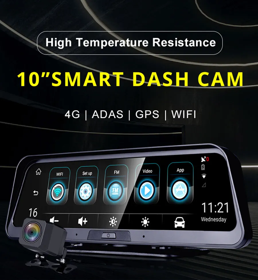 Автомобильный видеорегистратор 4G ADAS Android 10 ''с двумя объективами камера в зеркале заднего вида gps Wi-Fi монитор парковки рекордер вождения E98