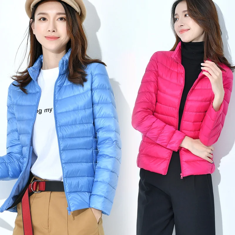 

Autumn and winter 2019 women's dress slim light short stand collar down jacket women's large coat