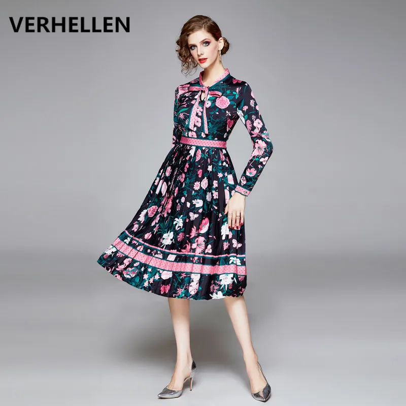 Женское подиумное платье VERHELLEN элегантное плиссированное с длинным рукавом и