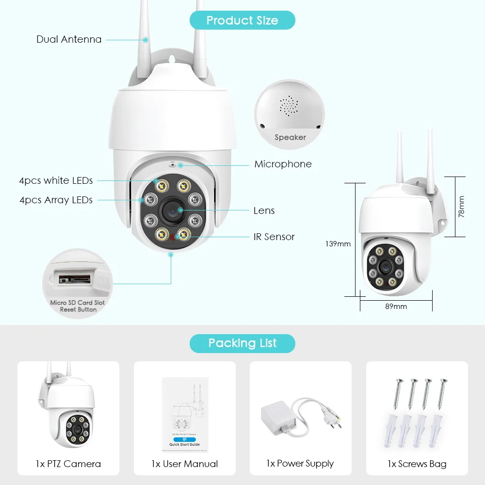 НОВАЯ 4K 8MP 5MP Ultra HD PTZ WiFi камера AI Обнаружение человека 1080P Аудио IP-камера