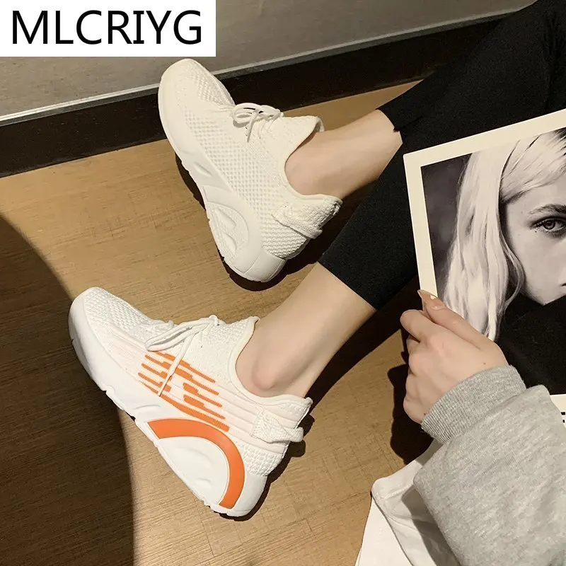 

Женские кроссовки на толстой подошве, мягкие удобные дышащие сетчатые, Вулканизированная подошва, Повседневная летняя обувь