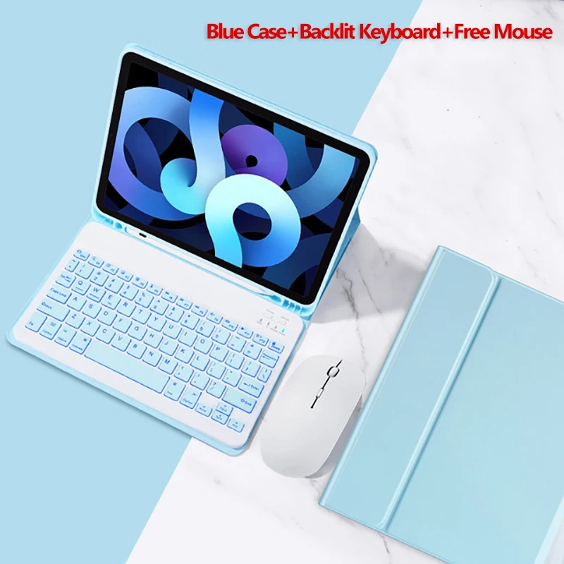 

Чехол с клавиатурой с подсветкой для iPad Pro 11 2021 2020 Air 4, чехол с держателем для карандашей и клавиатурой с мышью для iPad 5th 6th 7th Air 3 10,2