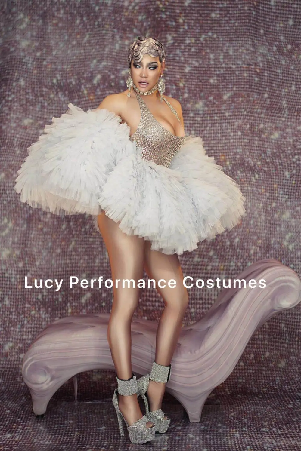 

Элегантные белые платья-пачки для женщин, привлекательные праздничные наряды с открытыми плечами и кристаллами, летняя женская юбка с сетч...