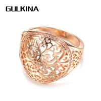 gulkina 2021 new hollow flower 585 rose gold ring women round micro wax inlay natural zircon rings wedding party fine jewelry