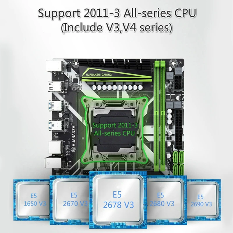 HUANANZHI X99-8M слот для материнской платы LGA2011-3 USB3.0 NVME M.2 SSD Поддержка DDR4 REG ECC память и