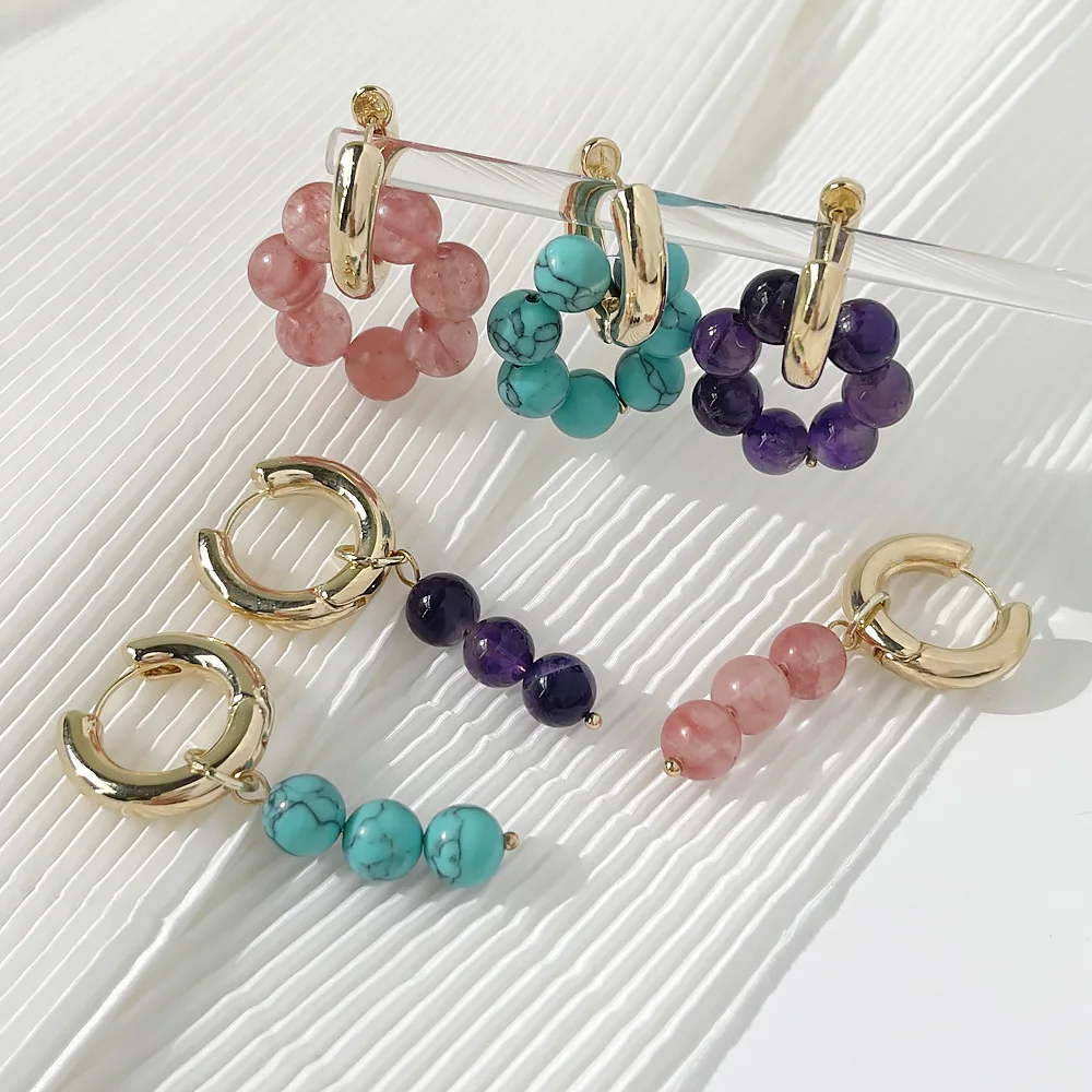 

Fashion turquoise earrings multi-color metal stainless steel earrings refined women's simple earrings jewelry gifts