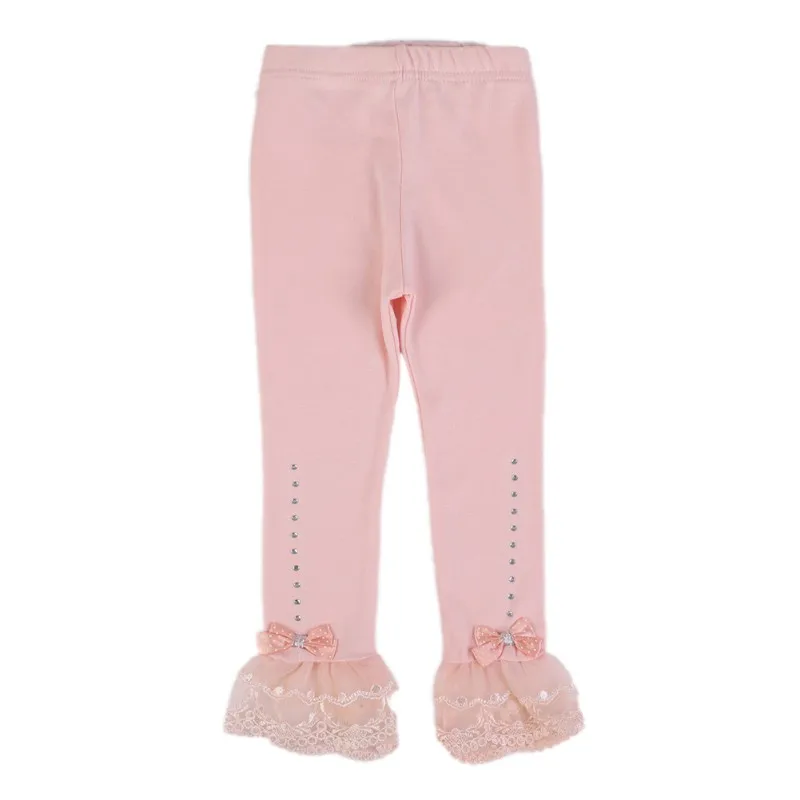 Детские леггинсы для маленьких девочек штаны карамельного цвета кружевные с
