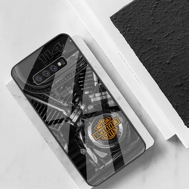 

LJHYDFCNB Man Big Toy Halle Motorcycle Phone Case Tempered Glass For Samsung Note8 9 10 10pro 10plus 20 20ultra S8 S9 10 20 Plus