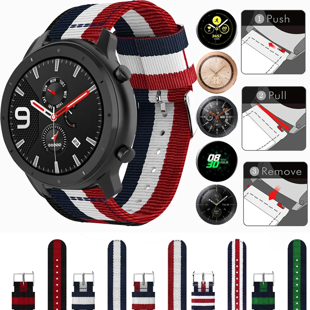 Для Amazfit GTR 47 мм ремешок нейлоновый тканый 22 для часов браслет huawei GT Pace/Stratos 2